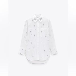 NWT Zara Oversized Jewel Detail Shirt